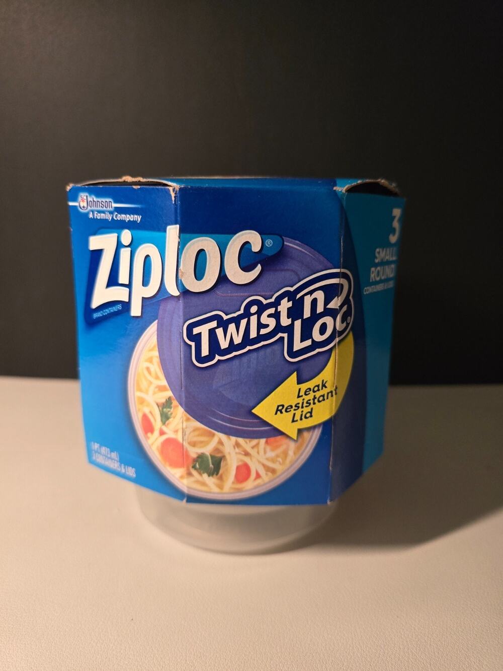 Ziploc Twist n Loc 3 Small Round Blue Lid New